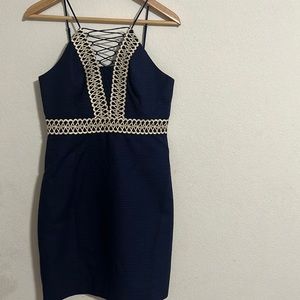 Lilly Pulitzer navy with gold dress Sz 4 new